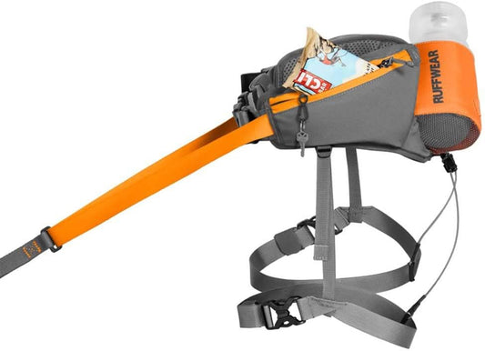 , Omnijore Dog Joring System, Dog Harness, Hip Belt, and Towline for Skiing, Skateboarding, and Biking, Orange Poppy, Large/X-Large