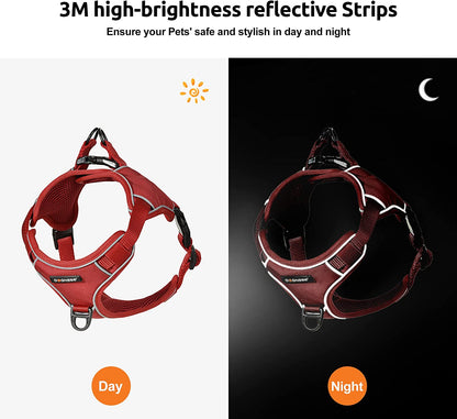 Reflective Dog Harness No Pull Waterproof Dog Vest Harness Adjustable Pet Vest Harness for Dogs Red L/XL