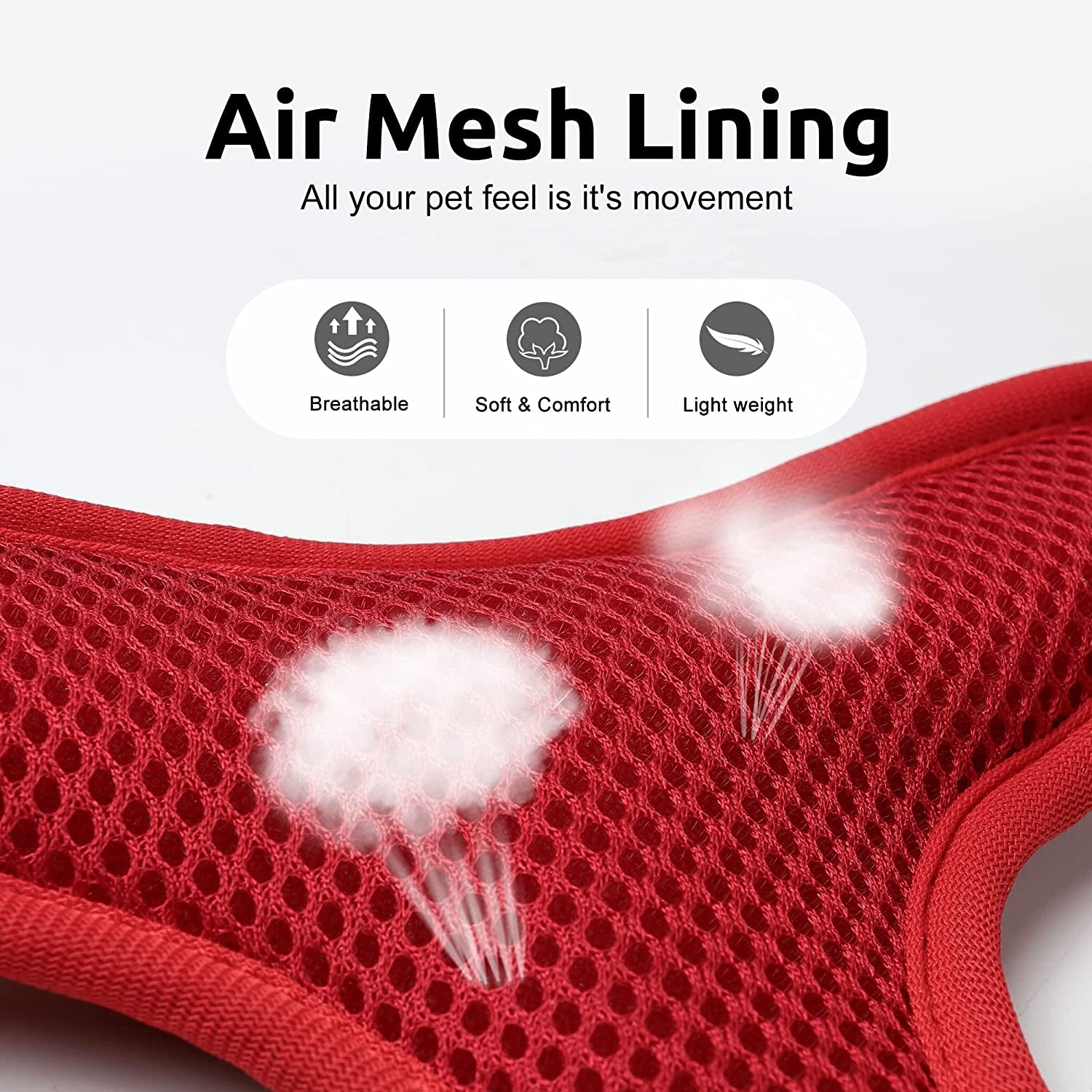 Reflective Dog Harness No Pull Waterproof Dog Vest Harness Adjustable Pet Vest Harness for Dogs Red L/XL