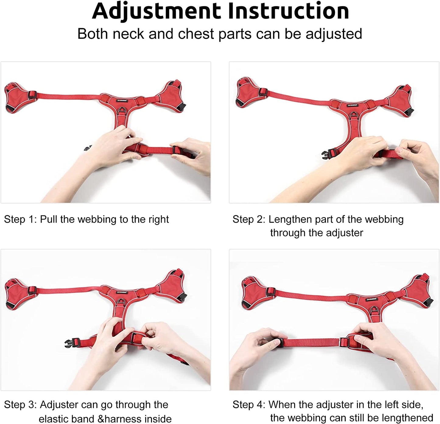 Reflective Dog Harness No Pull Waterproof Dog Vest Harness Adjustable Pet Vest Harness for Dogs Red L/XL